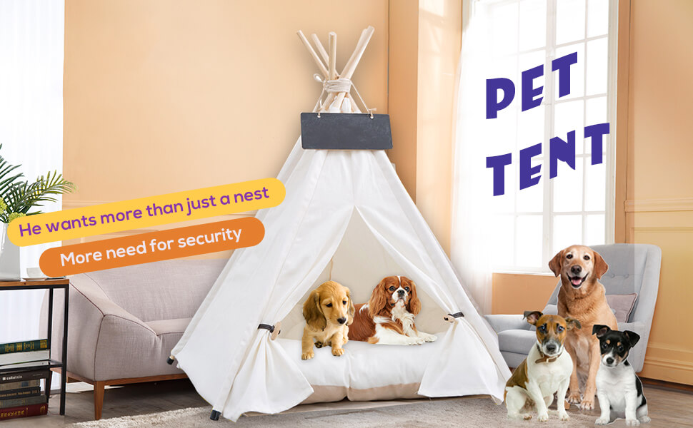 Washable Portable Houses Dog&Cat Teepee Pet Tent with Thick Cushion 20 Teepee Pet Tent 9