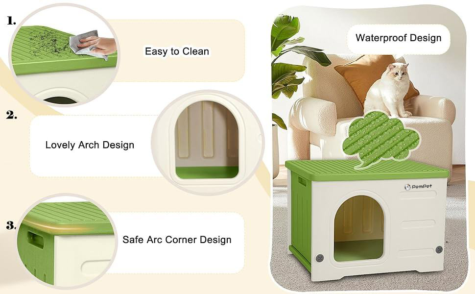 Waterproof Cat House for Outdoor Indoor Plastic Small Pet Shelter 39 Cat House logo pic 9