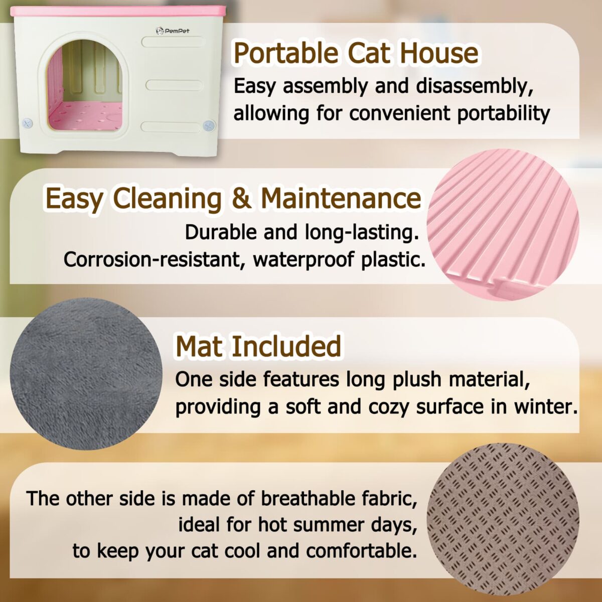 Waterproof Cat House for Outdoor Indoor Plastic Small Pet Shelter - Image 12