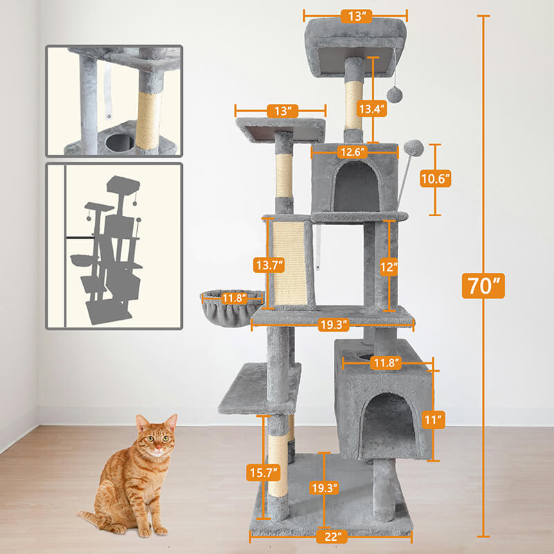 70' Cat Tree Tower With Cat Condons Scratcher And Perchs 34 2b