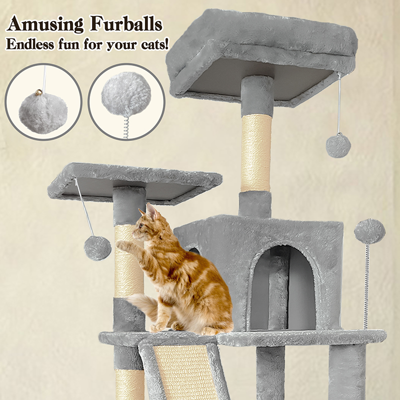 70' Cat Tree Tower With Cat Condons Scratcher And Perchs 35 70in cat tree 3