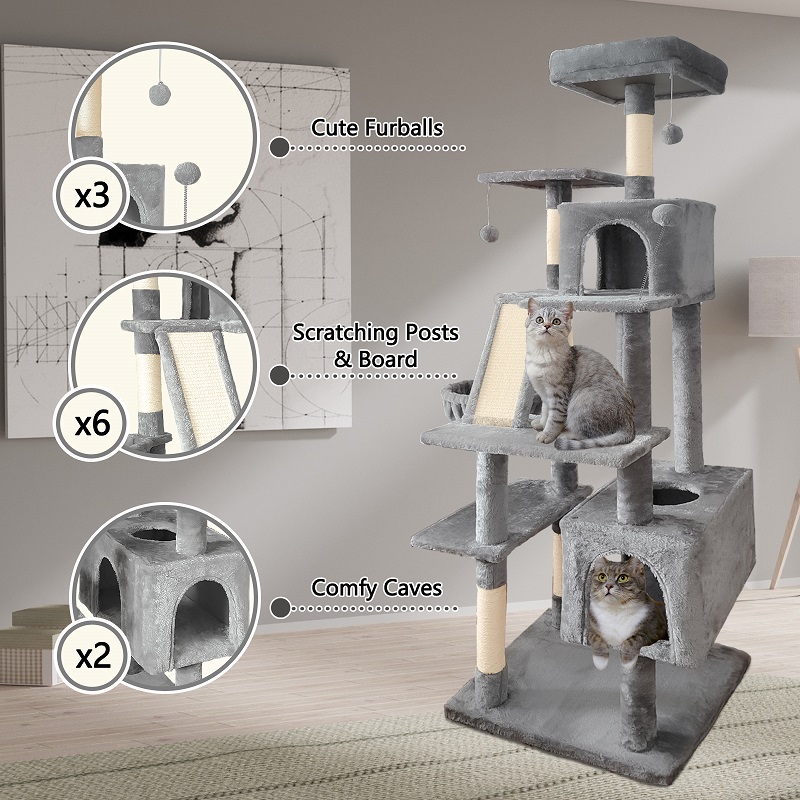 70' Cat Tree Tower With Cat Condons Scratcher And Perchs 38 70in cat tree