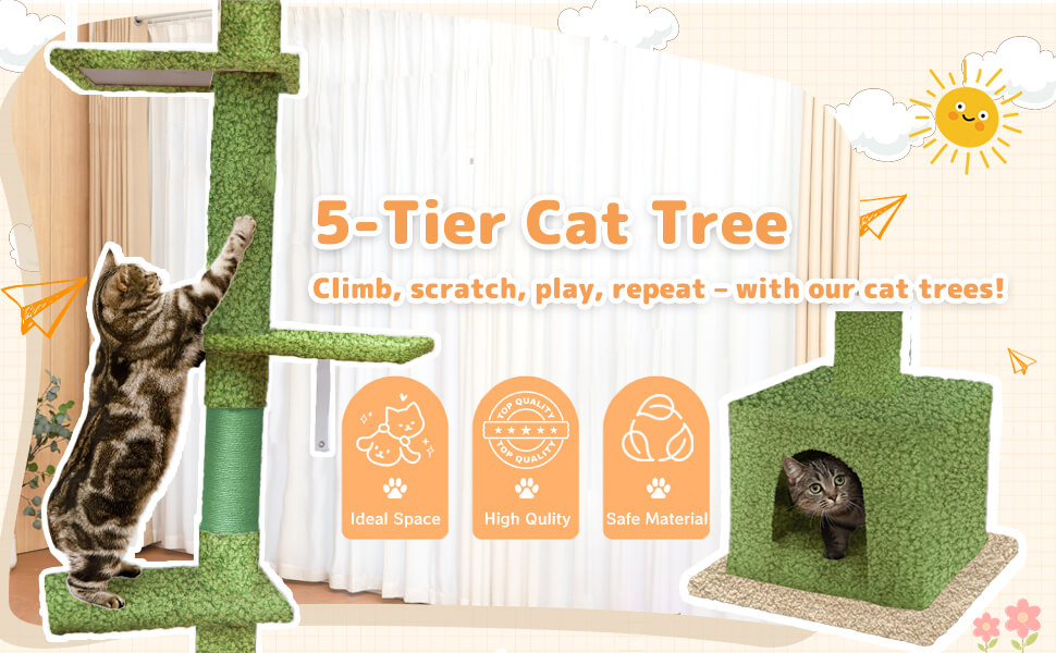 96-108 inch Adjustable Height Floor to Ceiling Cat Tree with Cat Condo and Scratching Post 26 Floor to Ceiling Cat Tree 3