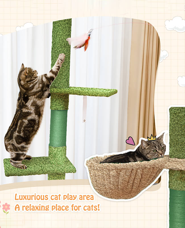 96-108 inch Adjustable Height Floor to Ceiling Cat Tree with Cat Condo and Scratching Post 32 Floor to Ceiling Cat Tree 7