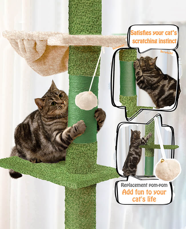 96-108 inch Adjustable Height Floor to Ceiling Cat Tree with Cat Condo and Scratching Post 27 Floor to Ceiling Cat Tree 9