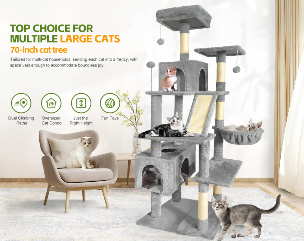 70' Cat Tree Tower With Cat Condons Scratcher And Perchs 31 Large Cat Tree Tower 8