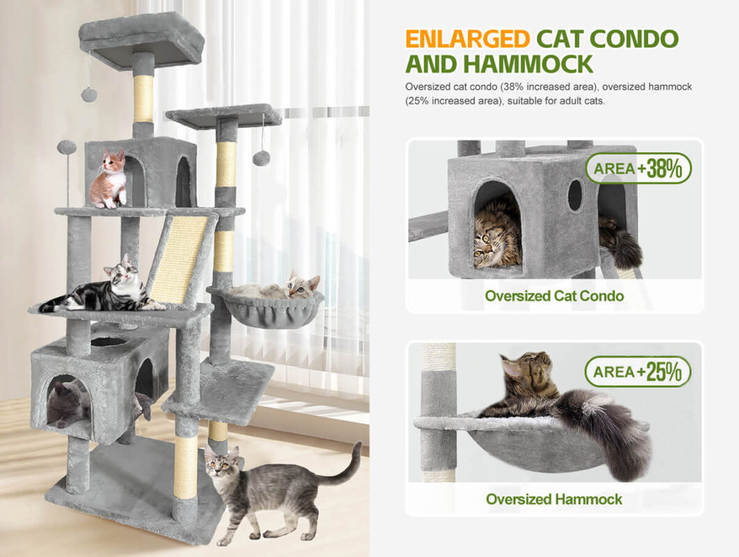 70' Cat Tree Tower With Cat Condons Scratcher And Perchs 33 Large Cat Tree Tower 9