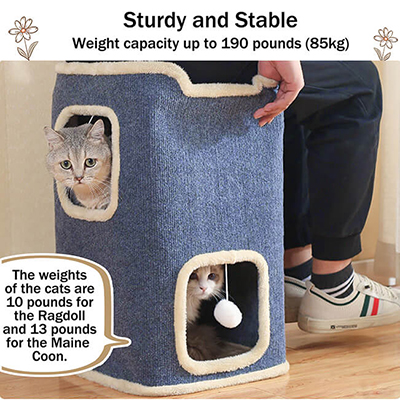 Multi-Layer Cat House Indoor Cat Climbing Tree Condo Cave with Furry Ball 47 Multi Layer Indoor Cat House aa