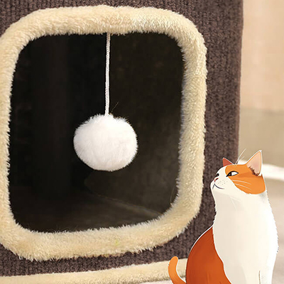 Multi-Layer Cat House Indoor Cat Climbing Tree Condo Cave with Furry Ball 48 Multi Layer Indoor Cat House bb