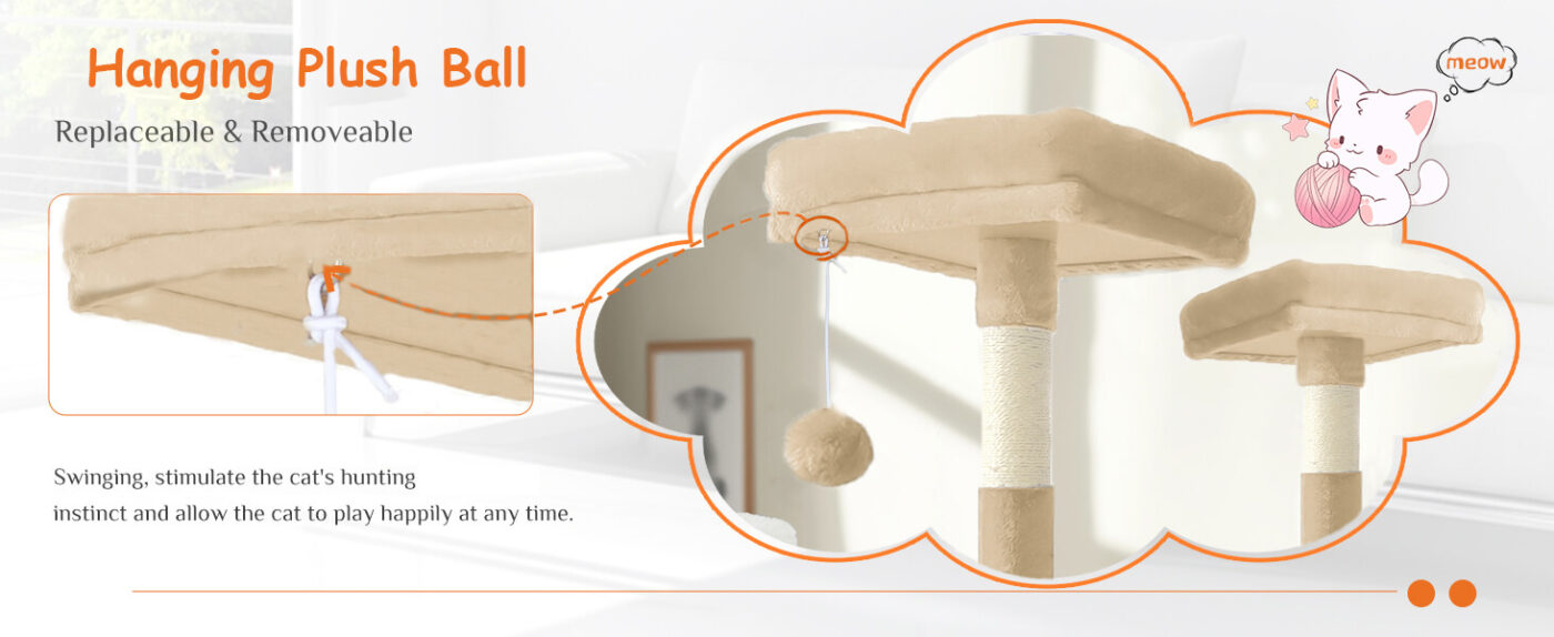 57' Multi-Level Cat Tree Furniture With Perch Cozy Cat Tower Cat Condo and Scratching Post 31 Multi Level Cat Tree b