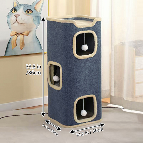 Multi-Layer Cat House Indoor Cat Climbing Tree Condo Cave with Furry Ball 43 cat cando 3