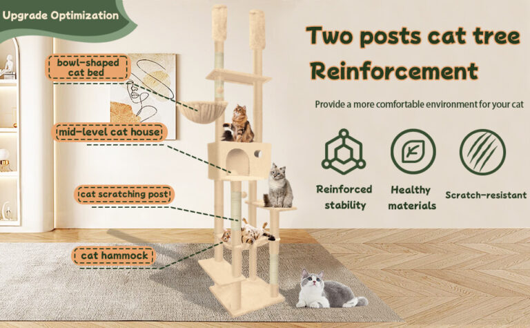 7-Tier Floor to Ceiling Cat Tower Double Column Cat Tree with Scratching Posts 26 7 Tier Floor to Ceiling Cat Tower 1
