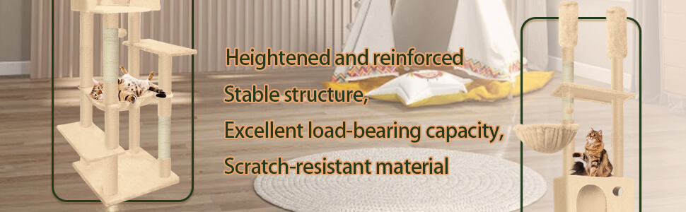 7-Tier Floor to Ceiling Cat Tower Double Column Cat Tree with Scratching Posts 34 7 Tier Floor to Ceiling Cat Tower 12