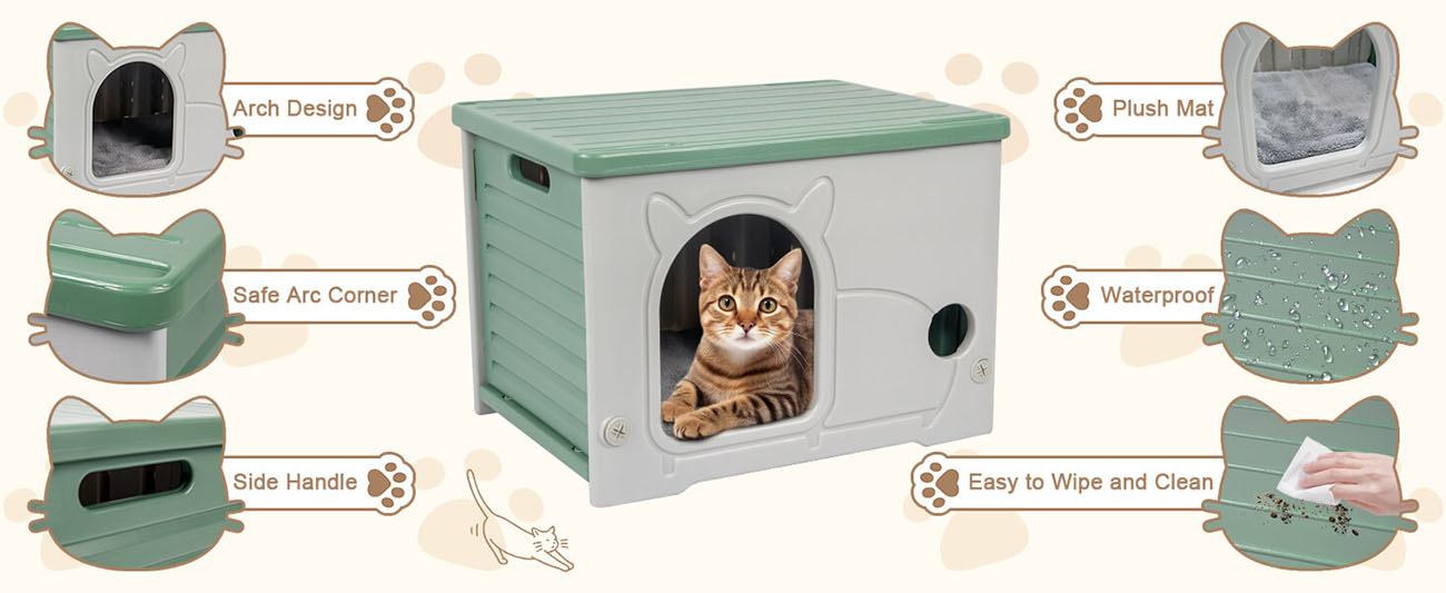 Indoor Outdoor Plastic Cat House 11